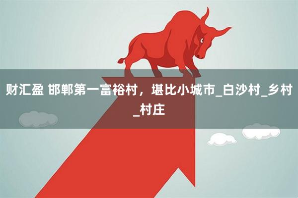 财汇盈 邯郸第一富裕村，堪比小城市_白沙村_乡村_村庄